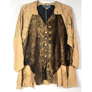 Vintage Tienda Ho Velvet Embroidered Mirror Work Boho Top